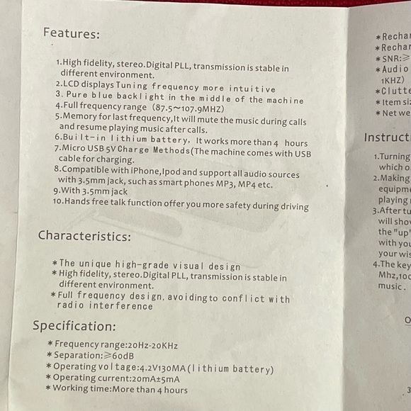 NEW LH-101 Black Car FM Transmitter with Charging Cable - Picture 3 of 11